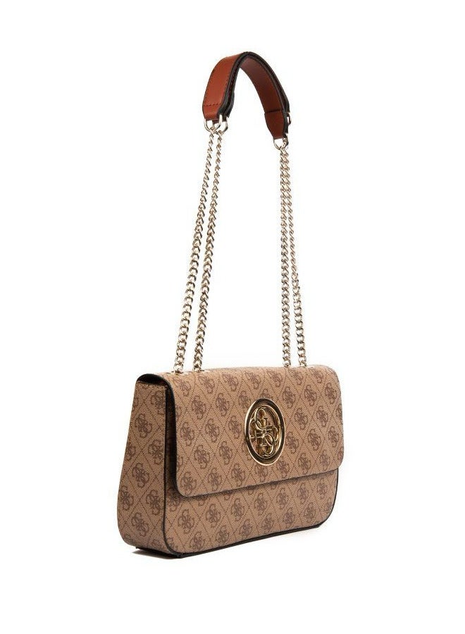 جس حقيبة كتف نسائية من GUESS باللون البني مع شعار مونوغرام - Image 3