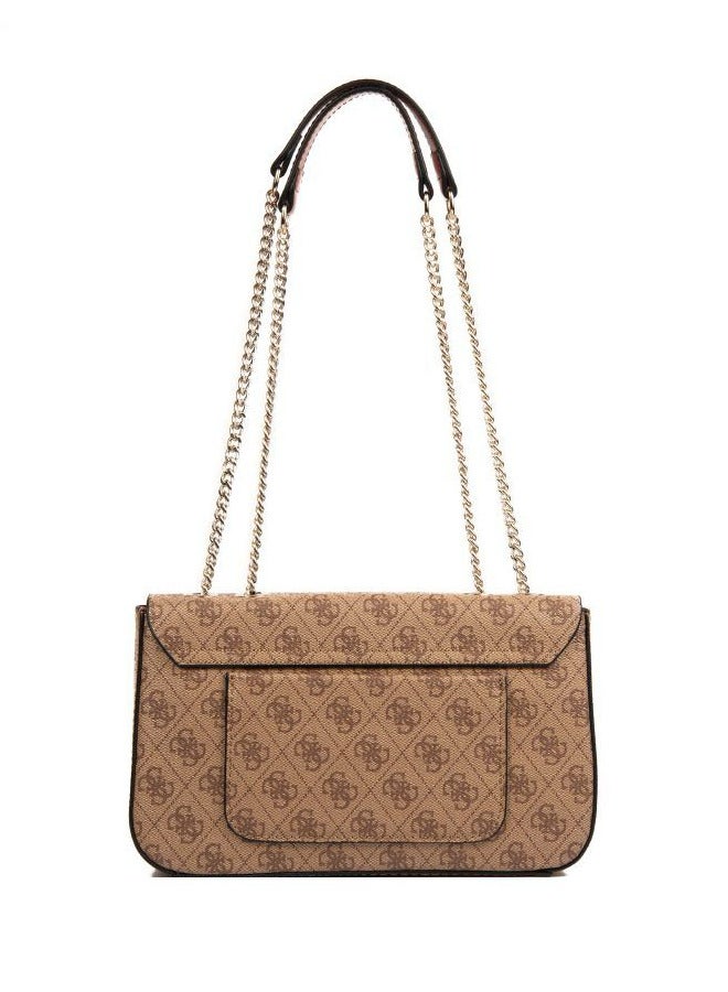 جس حقيبة كتف نسائية من GUESS باللون البني مع شعار مونوغرام - Image 4