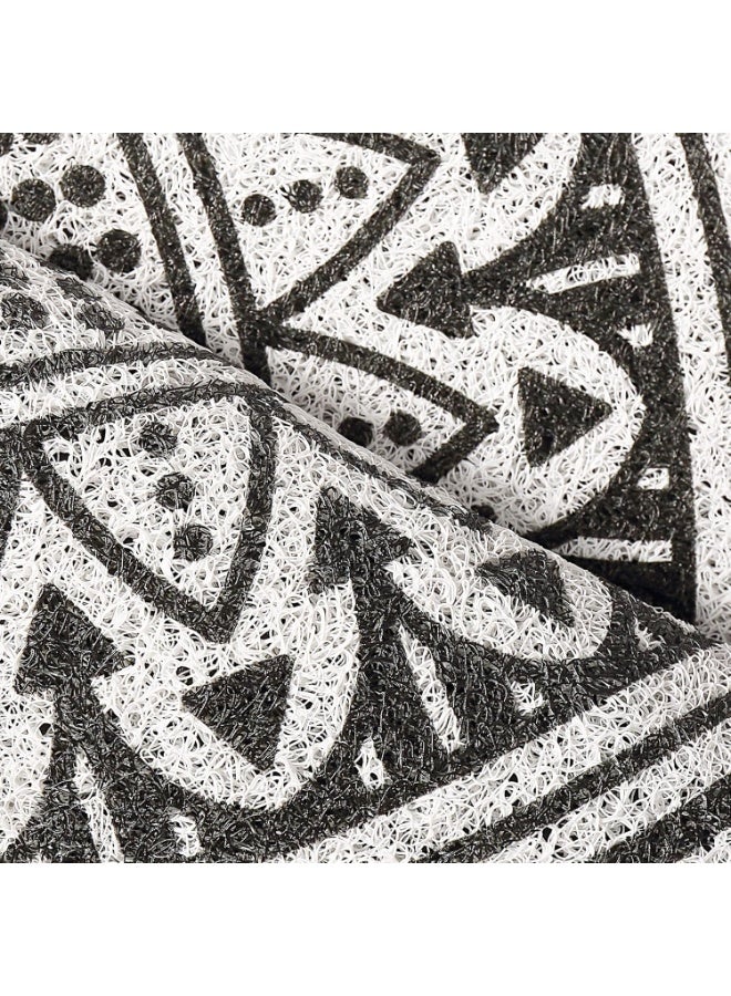 طعم المنزل ممسحة ترحيب بوهيمية نصف دائرية 60×90 سم – ممسحة باب بتصميم أوراق سوداء، غير قابلة للانزلاق، متينة للاستخدام الشاق – تمتص الماء وتزيل الطين، مناسبة للباب الأمامي والفناء والمنزل طوال المواسم - Image 4