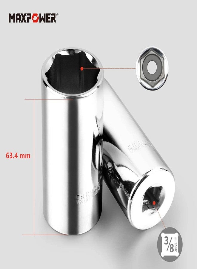 MAXPOWER 3/8-Inch Drive Deep Socket Set, SAE/Inch, 9 Pieces, 6 Point Socket Set, 3/8", 7/16", 1/2", 9/16", 5/8", 11/16", 3/4", 13/16", 7/8" - Image 4