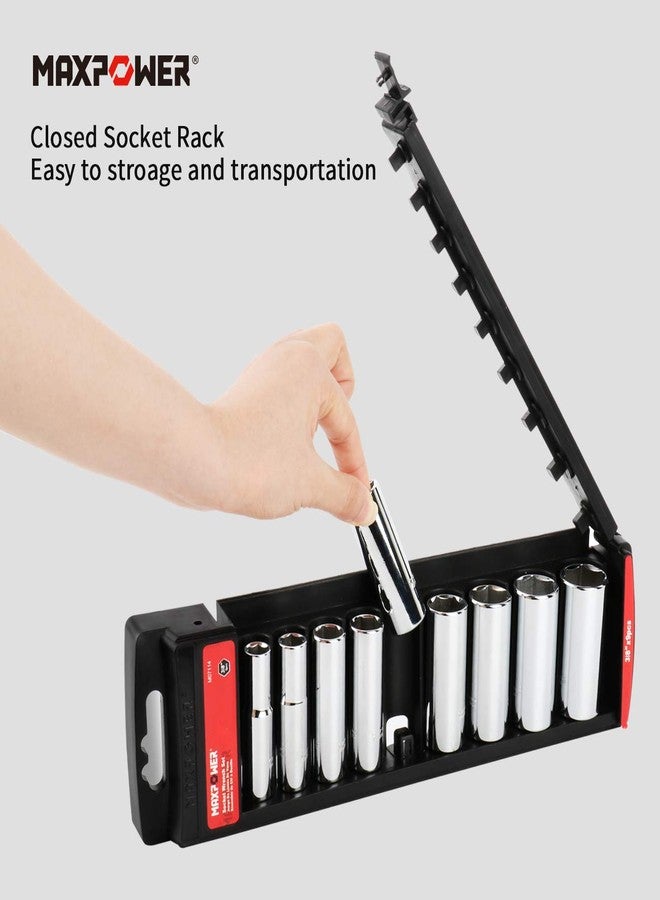 MAXPOWER 3/8-Inch Drive Deep Socket Set, SAE/Inch, 9 Pieces, 6 Point Socket Set, 3/8", 7/16", 1/2", 9/16", 5/8", 11/16", 3/4", 13/16", 7/8" - Image 5