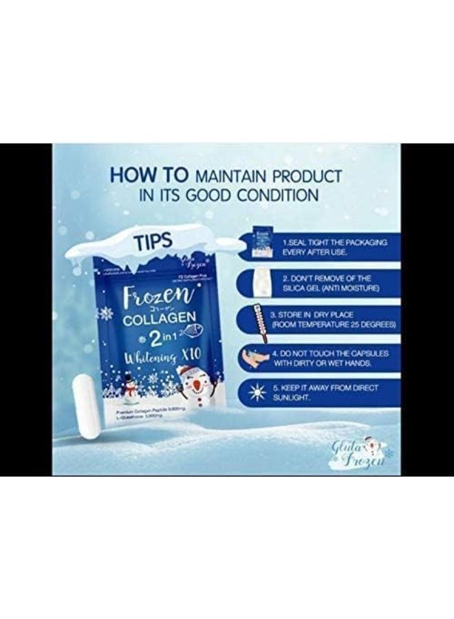 Frozen Collagen 2 in 1 Whitening X10 – Premium Collagen Peptide & Glutathione – 60 Capsules - Image 2