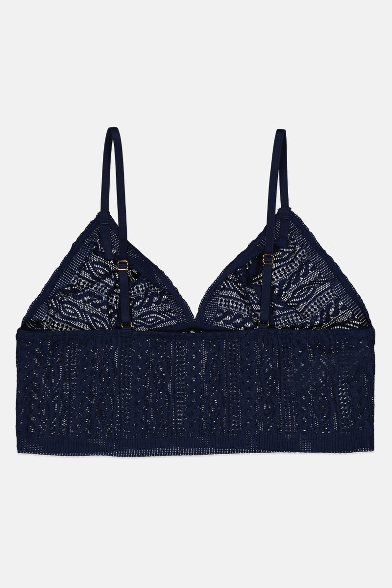Aerie Women Non Padded Textured Bralette, Navy - Image 2