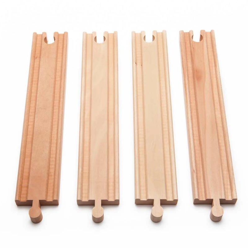 Maxim Enterprise, maxim enterprise inc Wooden Train Track Set 8 Straight Railway Track for Toy Train Expansion Track Pack Compatible with Thomas Friends Brio Wooden Railway and Other Major Brands 4 Piece - Image 3