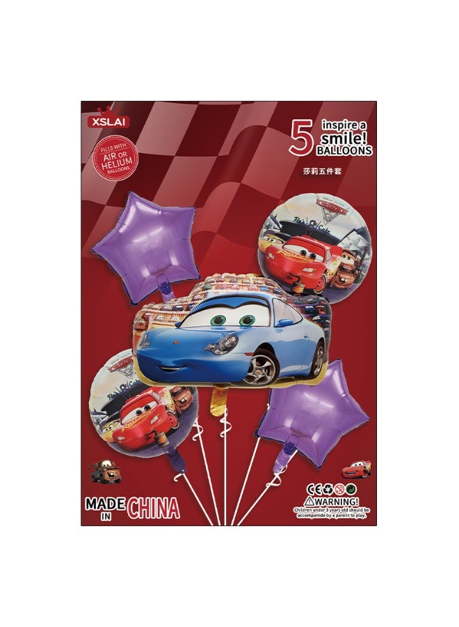 CAR 5-piece set of cartoon McQueen car aluminum film balloon decoration set