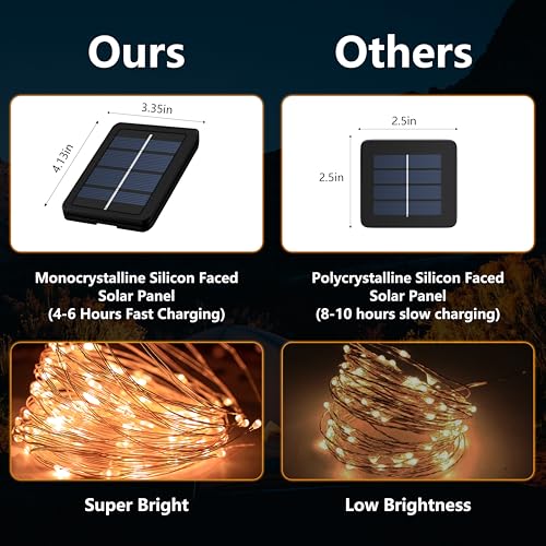 Selarlyt 2-Pack 200 LED Solar String Lights for Outside,Solar Fairy Lights for Outside Waterproof,Solar String Lights Outdoor with 8 Modes for Christmas Tree,Balcony, Party,Wedding Decorations (Warm White) - Image 5