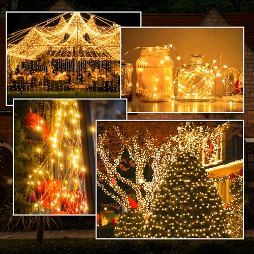 Selarlyt 2-Pack 200 LED Solar String Lights for Outside,Solar Fairy Lights for Outside Waterproof,Solar String Lights Outdoor with 8 Modes for Christmas Tree,Balcony, Party,Wedding Decorations (Warm White) - Image 2