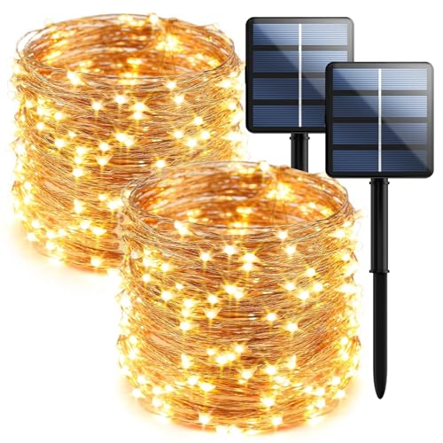 Selarlyt 2-Pack 200 LED Solar String Lights for Outside,Solar Fairy Lights for Outside Waterproof,Solar String Lights Outdoor with 8 Modes for Christmas Tree,Balcony, Party,Wedding Decorations (Warm White) - Image 1