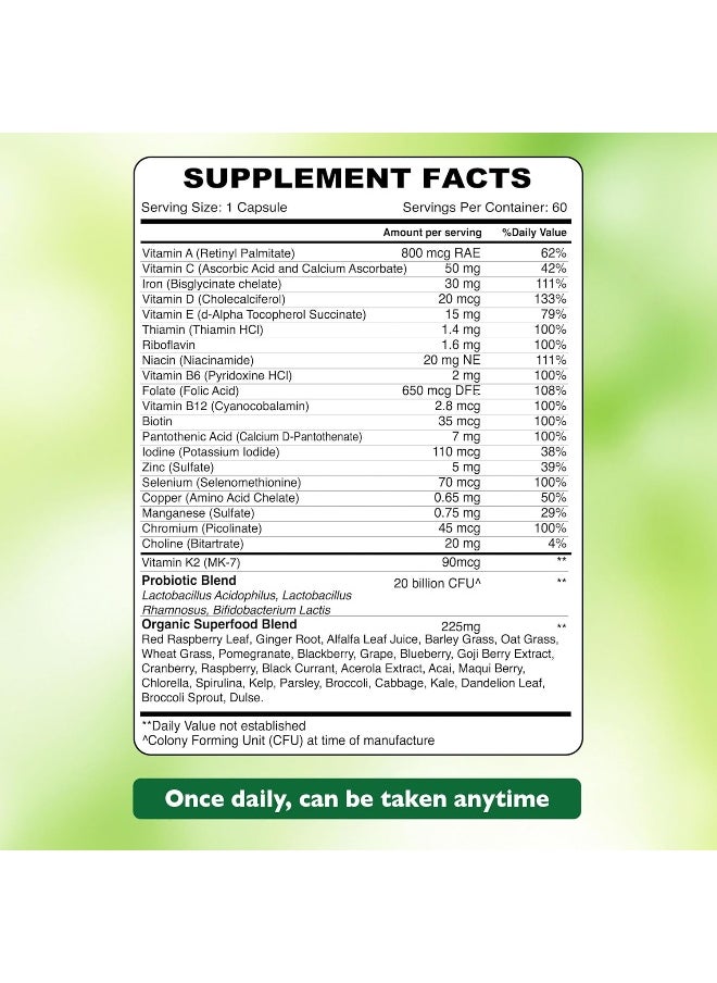 Organic Earth Prenatal Multi with Probiotics Organic Ginger & Pomegranate 60 Capsules  - Image 2