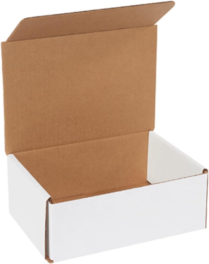 Secure Seal Shipping Boxes – 8x6x3" Mailers - White Foldable Corrugated Cardboard Packaging for Mailing, Moving, Storage, and Organizing - Strong Lightweight Foldable (50 Pack) - Image 1