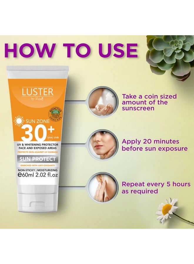 Luster Sun Protect - SPF 30+ With UVA & UVB Protection | Non-Sticky & Moisturizing Sunscream For Women & Men | All Skin Types (Paraben & Sulfate Free) - (Pack of 2-60ml each) - Image 4