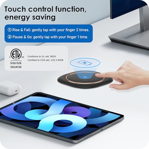 ANNQUAN Motorized Pop Up Countertop Receptacle with 15W Wireless Charger,Max 20W Power Delivery,3.15" Automatic Pop Up Electrical Outlet with 4 Outlets 4 USB Ports for Home Office Kitchen - Image 2