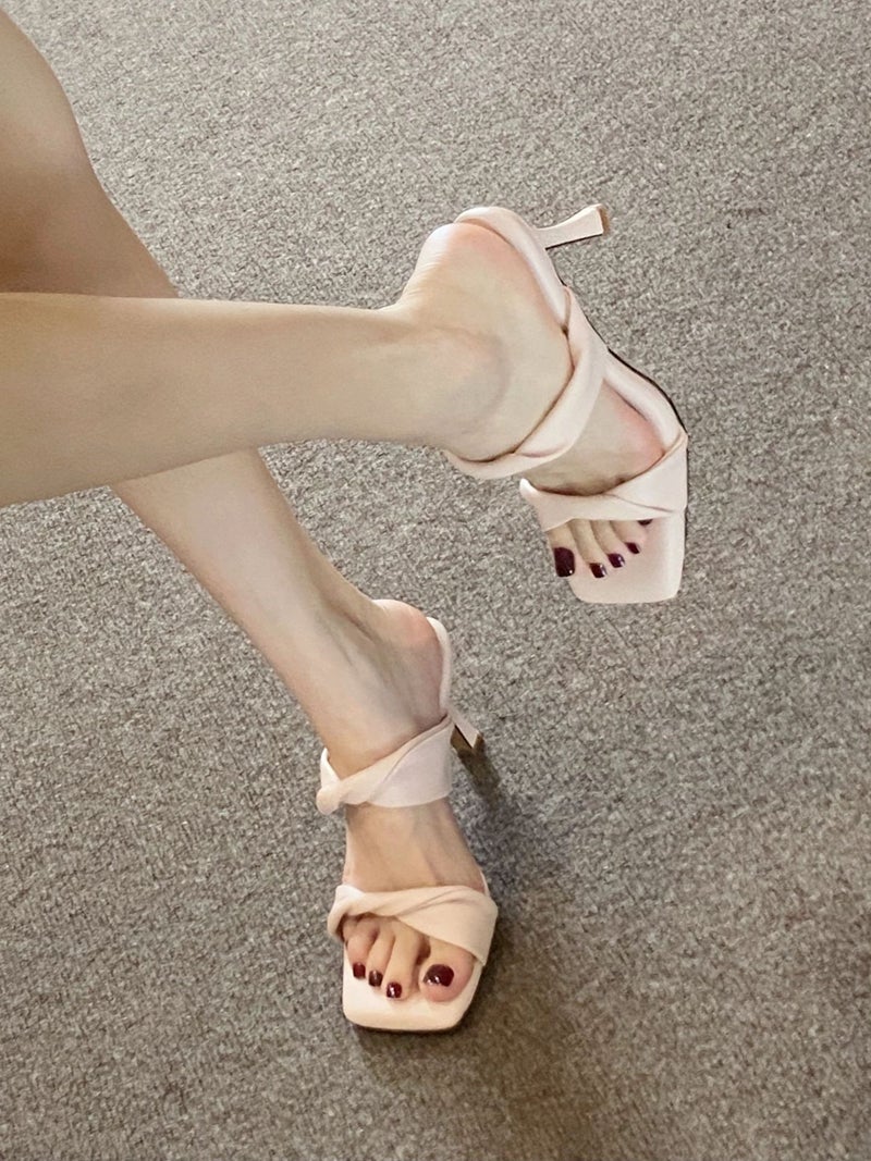 2023 Chic Simple Summer Slide Sandals for Women Purple  - Image 3