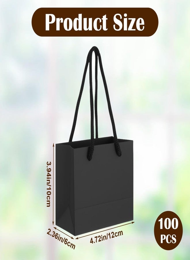 Xaajooio 100 Pcs Black Mini Gift Bags with Handles Bulk 3.9 x 4.7 x 2.4 Inch Small Paper Goodie Bags for Party Wedding Christmas Business Gift Wrapping Supplies - Image 2