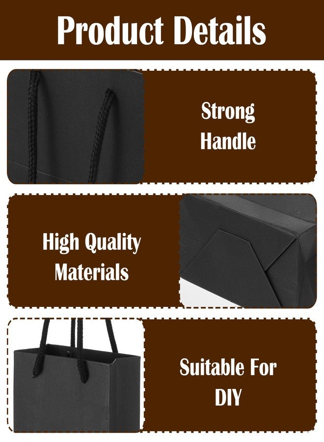 Xaajooio 100 Pcs Black Mini Gift Bags with Handles Bulk 3.9 x 4.7 x 2.4 Inch Small Paper Goodie Bags for Party Wedding Christmas Business Gift Wrapping Supplies - Image 3