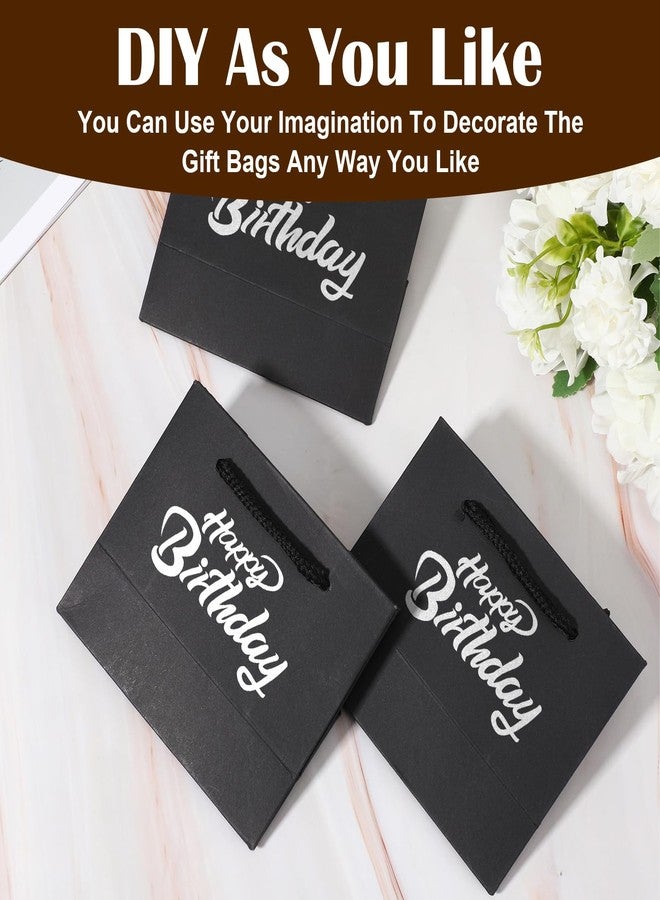 Xaajooio 100 Pcs Black Mini Gift Bags with Handles Bulk 3.9 x 4.7 x 2.4 Inch Small Paper Goodie Bags for Party Wedding Christmas Business Gift Wrapping Supplies - Image 4