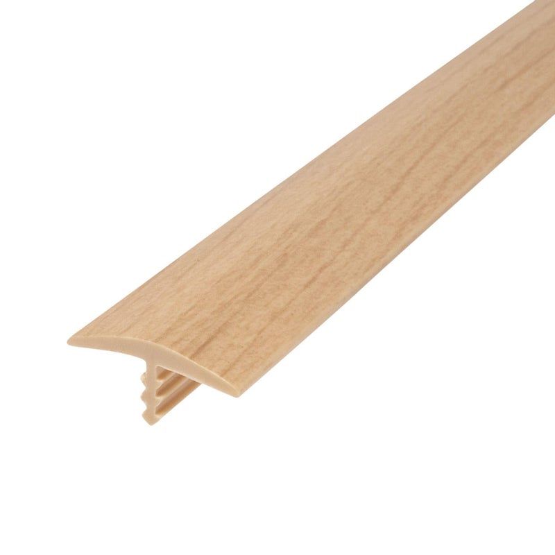 Outwater Plastic T molding 3/4 Inch Wide Natural Maple Woodgrain Flexible Polyethylene Center Barb Tee Moulding 25 Foot Coil - Image 1