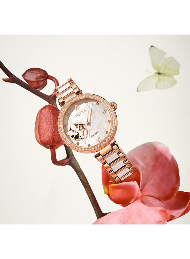 Fiyta Women's Watch, Qingcheng Series, White Dial Butterfly Dance Theme, Skeleton Dial Mechanical Women's Watch, Holiday Gift For Girlfriend - Image 5