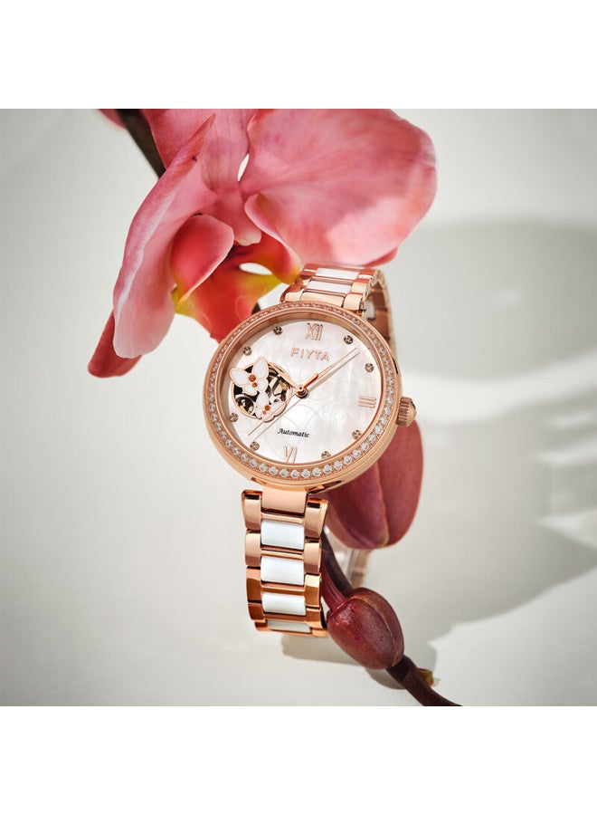 Fiyta Women's Watch, Qingcheng Series, White Dial Butterfly Dance Theme, Skeleton Dial Mechanical Women's Watch, Holiday Gift For Girlfriend - Image 2
