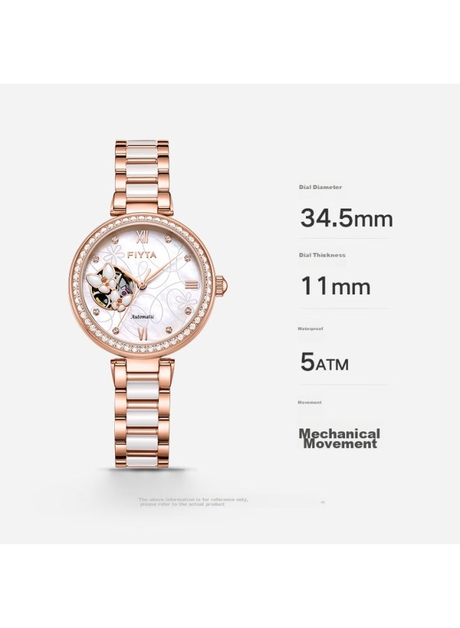 Fiyta Women's Watch, Qingcheng Series, White Dial Butterfly Dance Theme, Skeleton Dial Mechanical Women's Watch, Holiday Gift For Girlfriend - Image 3