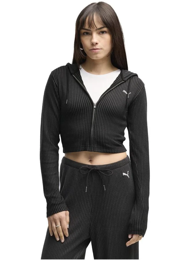 Puma Essentials Ribbed Full-Zip Slim Hoodie Women
