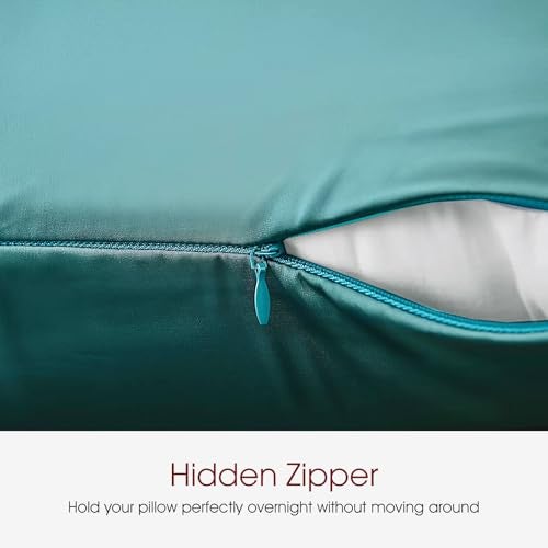 WLOSJ 100% Silk Pillow Cases 2 Pack Standard Size Mulberry Silk Pillowcase for Hair and Skin Set of 2 Highest Grade 6A Silk Soft Breathable Cooling with Hidden Zipper, Teal - Image 5