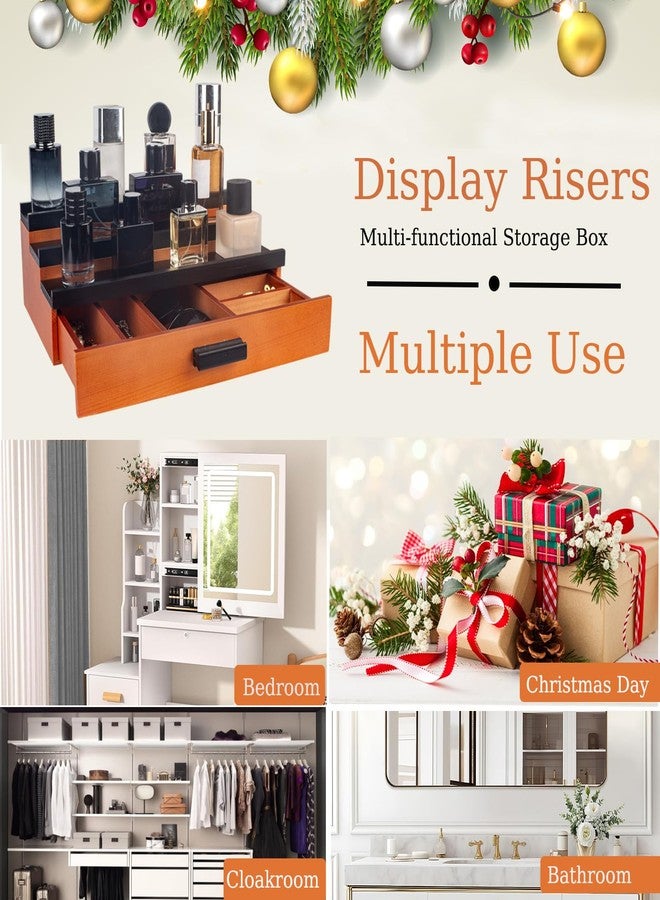 Cokritsm Wooden Cologne Organizer for Men Women, 3 Tier Cologne Display Stand with Drawer Storage Organizer Tray for Bedroom, Display Stand Organiser - Image 5