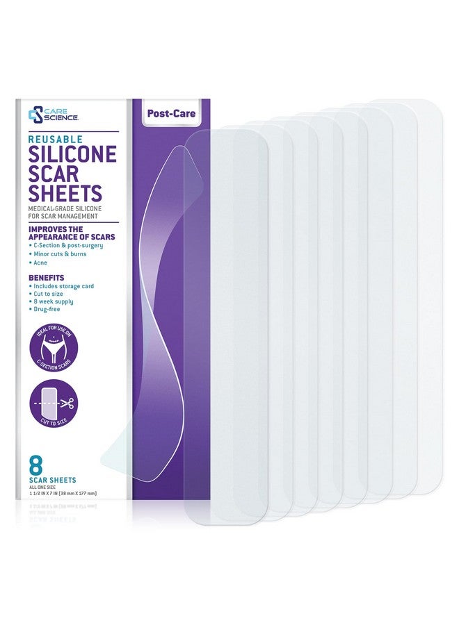 Care Science C Section Recovery Silicone Scar Sheets 1.5in x 7in 8ct | Reuseable Scar Sheets for Reducing the Appearance of C-Section, Keloid, and Acne Scars - Image 1