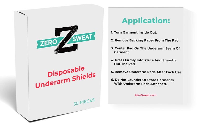 ZeroSweat Underarm Sweat Pads | Block Sweat w/Natural Disposable Absorbent Pads (50 Pads) - Image 2