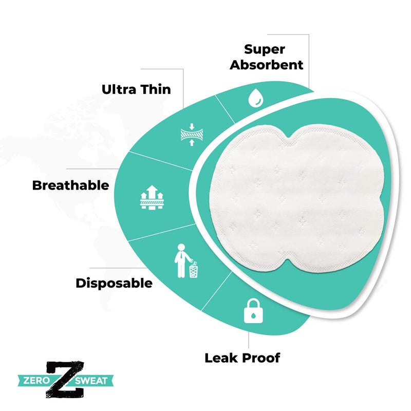 ZeroSweat Underarm Sweat Pads | Block Sweat w/Natural Disposable Absorbent Pads (50 Pads) - Image 4