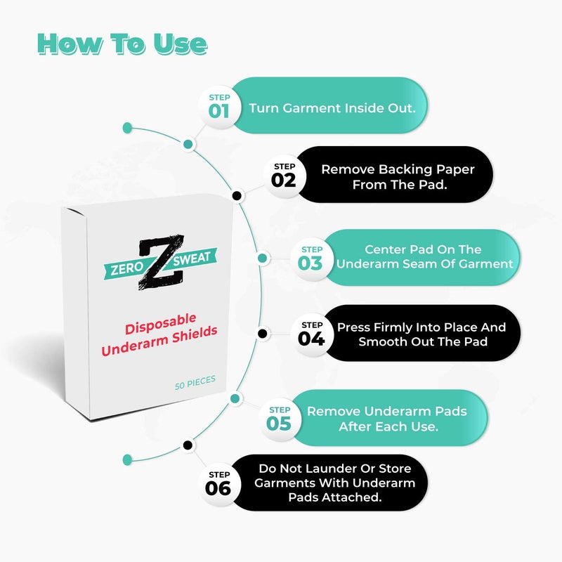 ZeroSweat Underarm Sweat Pads | Block Sweat w/Natural Disposable Absorbent Pads (50 Pads) - Image 3