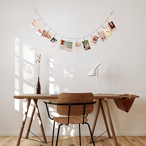 TFu Multi-Purpose Steel Wall Hanging Photo Display Cable Wire Rod String with 12 Clips for Hanging Photos Notes and Artworks (Alligator clip) - Image 5
