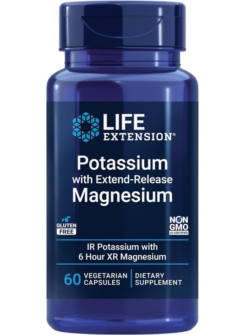 Life Extension مكمل البوتاسيوم من لايف إكستينشن مع المغنيسيوم الممتد - لصحة ضغط الدم والأوعية الدموية وصحة العظام - يعزز الصحة القلبية الوعائية - خالي من الغلوتين - غير معدّل وراثيًا - 60 كبسولة نباتية - Image 1