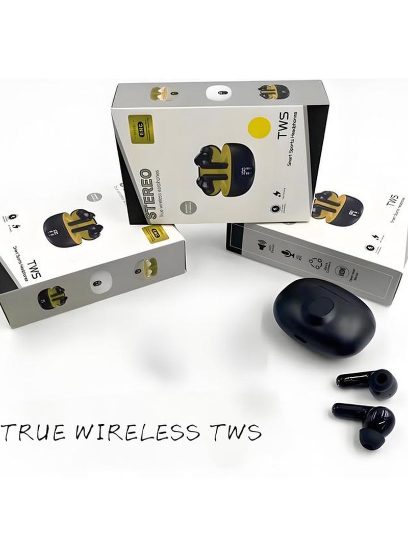 فولينيكس سماعة اذن لاسلكية Air Buds سماعة بلوتوث  مزودة بتقنية البلوتوث ومقاومة للماء وشاشة رقمية تعمل بتقنية إلغاء الضوضاء ANC TWS وبلوتوث 5.4 مريحة - أسود - Image 4