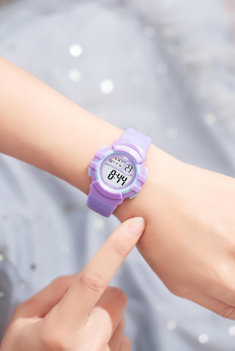 V2A Cartoon Print Kids Resin Band Watch - Gifts for Boys Age 3-10 for Multi-Functional 30 M Waterproof Digital Sports Resin Band Watches for 3 4 5 6 7 8 Year Old Boys and Girls (Unicorn-Pink) - Image 3