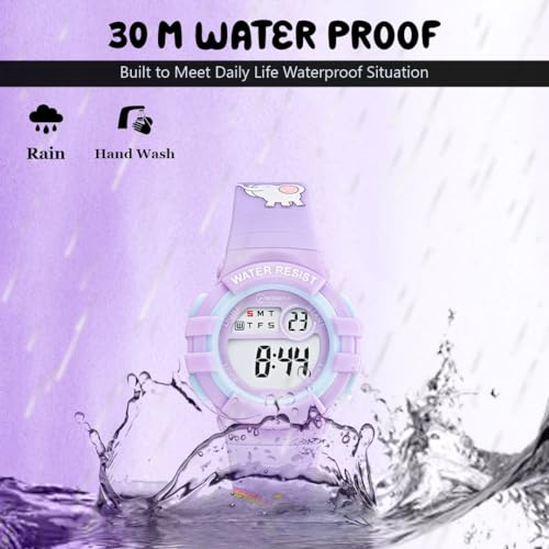 V2A Cartoon Print Kids Resin Band Watch - Gifts for Boys Age 3-10 for Multi-Functional 30 M Waterproof Digital Sports Resin Band Watches for 3 4 5 6 7 8 Year Old Boys and Girls (Unicorn-Pink) - Image 5