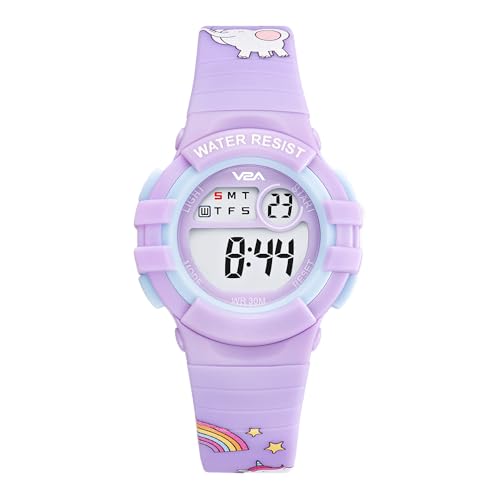 V2A Cartoon Print Kids Resin Band Watch - Gifts for Boys Age 3-10 for Multi-Functional 30 M Waterproof Digital Sports Resin Band Watches for 3 4 5 6 7 8 Year Old Boys and Girls (Unicorn-Pink) - Image 1
