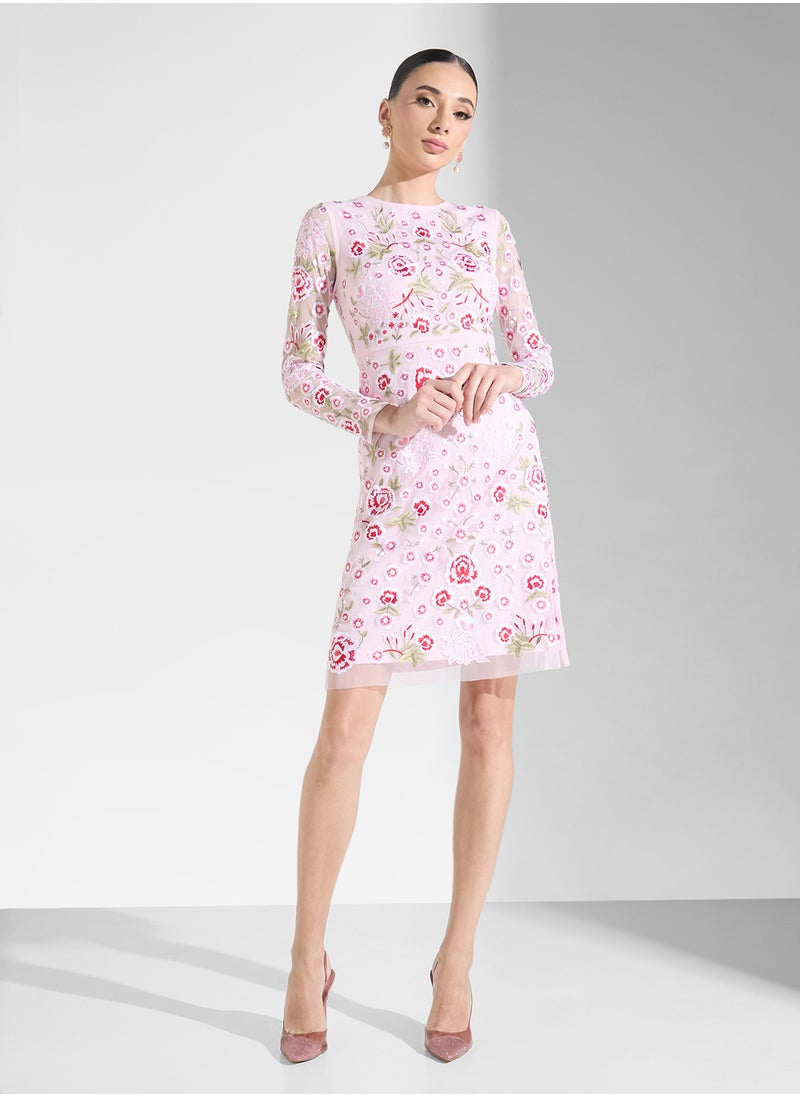 Frock and Frill - Embriodered Mesh Detailed Dress - Image 1