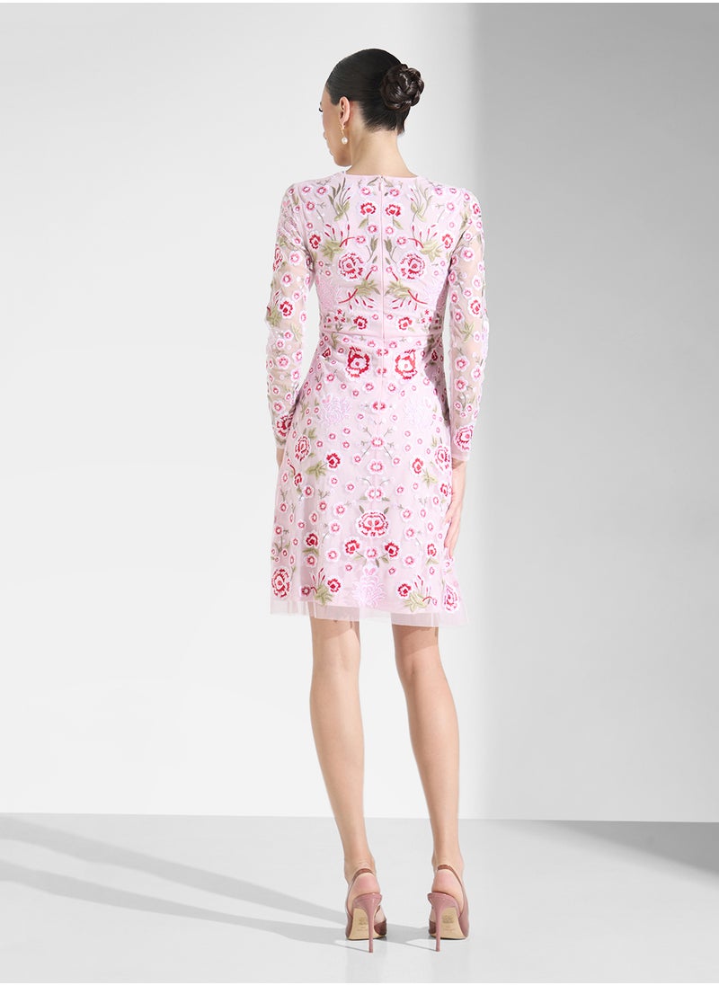 Frock and Frill - Embriodered Mesh Detailed Dress - Image 1