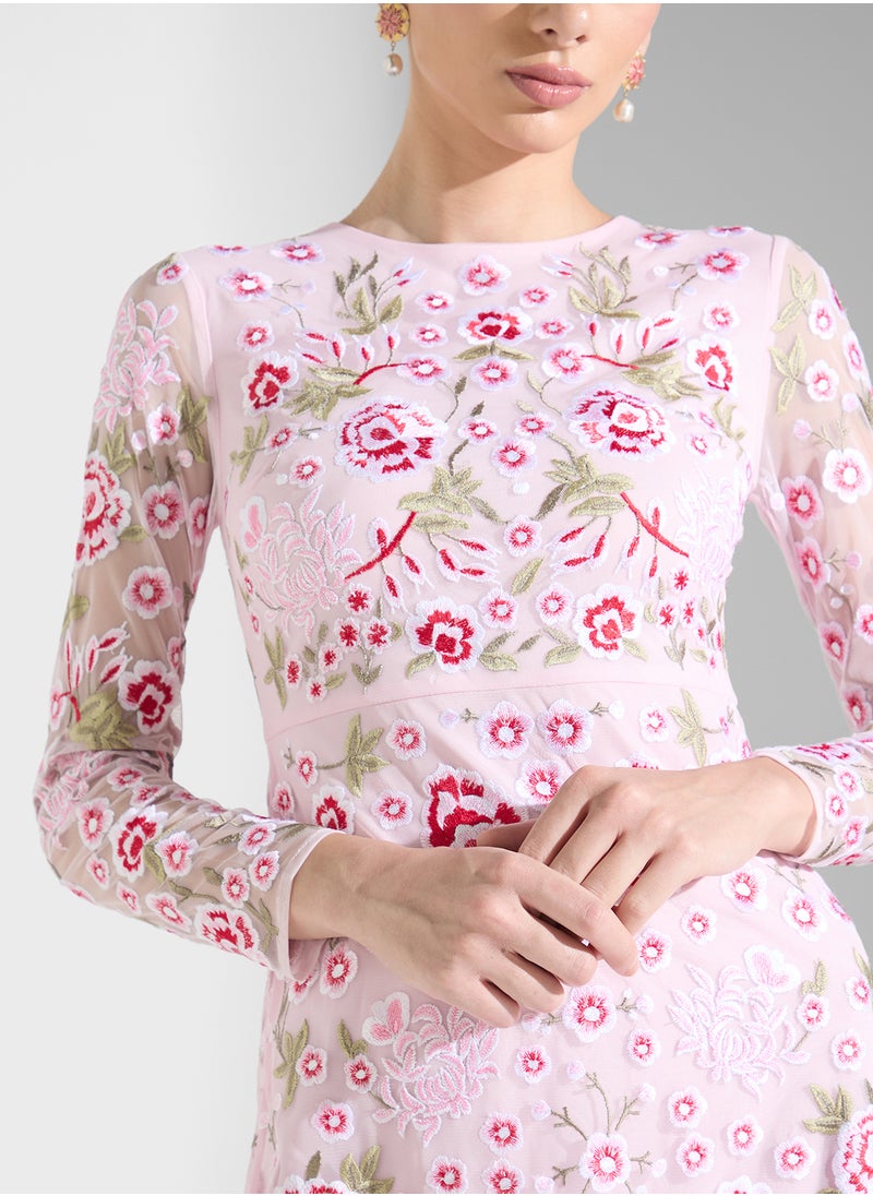 Frock and Frill - Embriodered Mesh Detailed Dress - Image 1