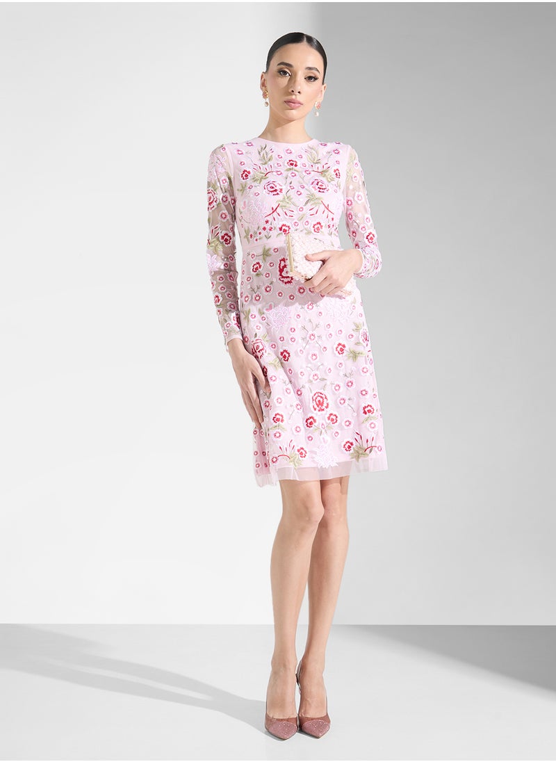 Frock and Frill - Embriodered Mesh Detailed Dress - Image 1