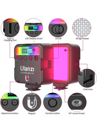 مصابيح فيديو ULANZI VL49 RGB Lights، إضاءة كاميرا LED للتصوير الفوتوغرافي محمولة بزاوية 360 درجة بالألوان الكاملة مع 3 فتحات باردة، 2000 مللي أمبير قابلة لإعادة الشحن CRI 95+ 2500-9000K قابلة للتعتيم تدعم الجذب المغناطيسي - view 2