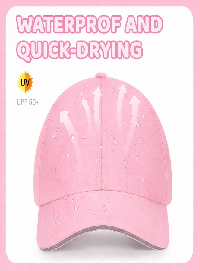 BROMZ Girls Ponytail Hat Quick Dry Kids Baseball Cap Lightweight Outdoor Summer Mesh Sports Hats for 4-12 Years Pink - Image 3