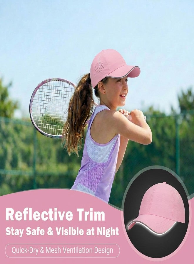 BROMZ Girls Ponytail Hat Quick Dry Kids Baseball Cap Lightweight Outdoor Summer Mesh Sports Hats for 4-12 Years Pink - Image 4