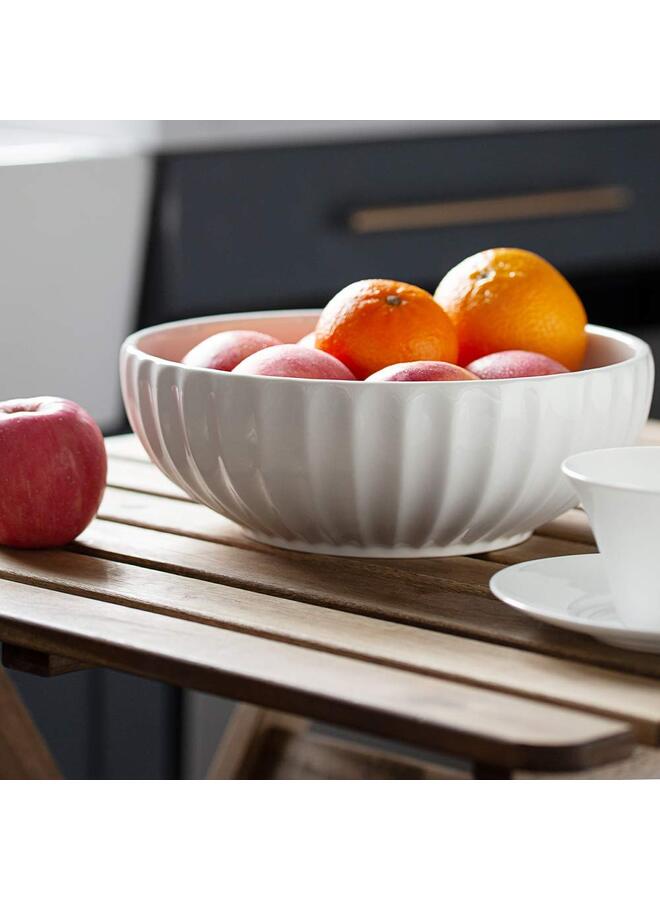 يُسلِّم 2 وعاء تقديم، 86 أونصة، أطباق تقديم بيضاء، أطباق تقديم سيراميك كبيرة، وعاء فاكهة 9.8 بوصة للترفيه والحفلات والمطبخ والعشاء أبيض ناعم - Image 3