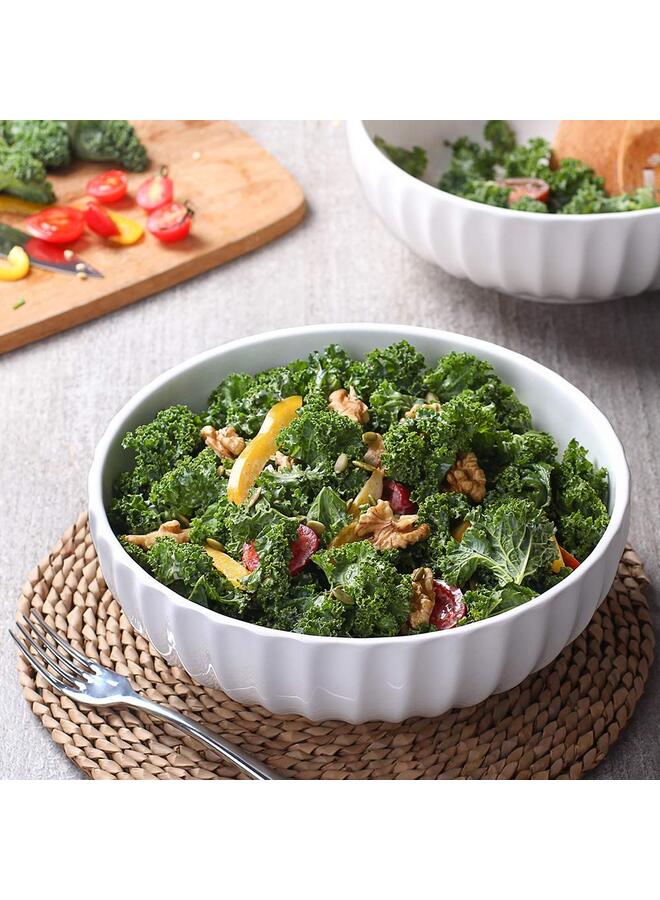 يُسلِّم 2 وعاء تقديم، 86 أونصة، أطباق تقديم بيضاء، أطباق تقديم سيراميك كبيرة، وعاء فاكهة 9.8 بوصة للترفيه والحفلات والمطبخ والعشاء أبيض ناعم - Image 5