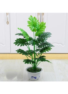 Generic 18 Forked Branches Simulated Plant Bonsai With Plastic Flower Pots Indoor Living Room Decoration Simulated Green Plants Potted Plants Artificial Flower Decorations Bonsai  - Image 1