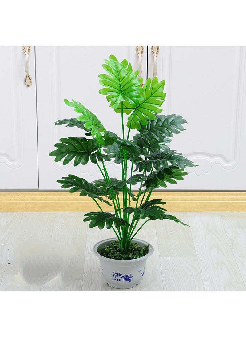 Generic 18 Forked Branches Simulated Plant Bonsai With Plastic Flower Pots Indoor Living Room Decoration Simulated Green Plants Potted Plants Artificial Flower Decorations Bonsai  - Image 1