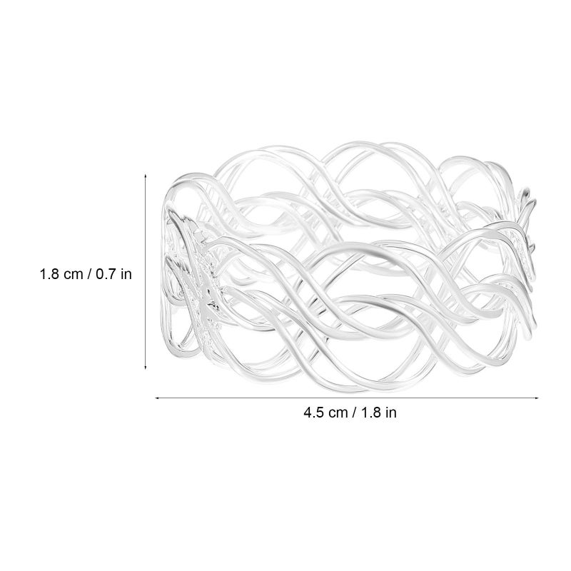 6 Piece Silver Metal Napkin Rings Hollow Handwoven Napkin Holders for Wedding Dinner Table Party Decor - Image 3