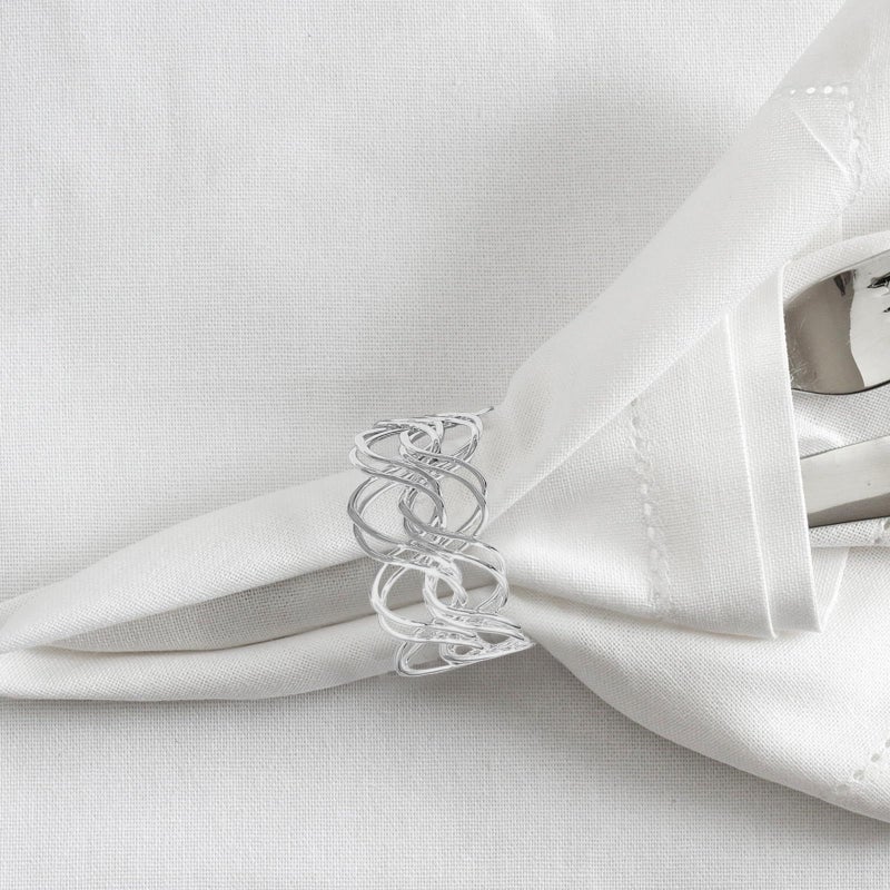 6 Piece Silver Metal Napkin Rings Hollow Handwoven Napkin Holders for Wedding Dinner Table Party Decor - Image 5